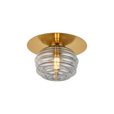 Corte 21cm Round 1 Light Flush With 160mm Glass, Brass/Smoke