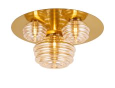 Corte 60cm Round 3 Light Flush With 160mm, 180mm & 280mm Glass, Brass/Amber