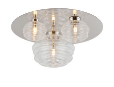 Corte 60cm Round 3 Light Flush With 160mm, 180mm & 280mm Glass, Polished Nickel/Clear