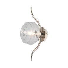 Corte 1 Light Wall Light With 160mm Glass, Polished Nickel/Clear