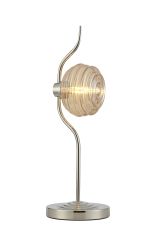 Corte 1 Light Table Lamp With 160mm Glass, Polished Nickel/Amber