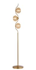 Corte 3 Light Floor Lamp With 160mm Glass, Brass/Amber