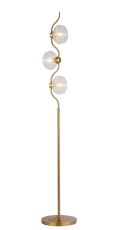 Corte 3 Light Floor Lamp With 160mm Glass, Brass/Clear