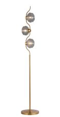 Corte 3 Light Floor Lamp With 160mm Glass, Brass/Smoke