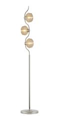 Corte 3 Light Floor Lamp With 160mm Glass, Polished Nickel/Amber