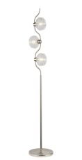 Corte 3 Light Floor Lamp With 160mm Glass, Polished Nickel/Clear