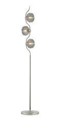 Corte 3 Light Floor Lamp With 160mm Glass, Polished Nickel/Smoke