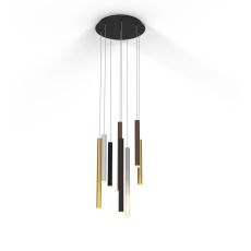 Cala 40cm Round 8 Light 2.5m Pendant, 48W LED, 3000K, 3360lm, Sand White/Sand Black/Gold/Rust Brown, 3yrs Warranty