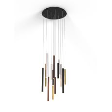 Cala 60cm Round 14 Light 2.5m Pendant, 84W LED, 3000K, 5880lm, Sand White/Sand Black/Gold/Rust Brown, 3yrs Warranty