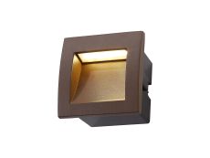 Pica Recessed Square Wall Lamp, 1 x 3W LED, 3000K,100lm, IP65, Dark Brown, 3yrs Warranty