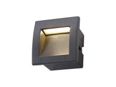 Pica Recessed Square Wall Lamp, 1 x 3W LED, 3000K, 100lm, IP65, Dark Grey, 3yrs Warranty