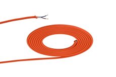 Cavo 1m Orange Braided 2 Core 0.75mm Cable VDE Approved (qty ordered will be supplied as one continuous length)