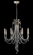 Celine 70cm Pendant Chandelier 8 Light E14 Aged Silver/Clear Crystal