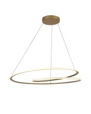 Gustoso 97cm Twist Pendant, 1 x 60W LED, 2700-6000K, 2400lm, Tuneable Remote Control, Sand Gold, 3yrs Warranty