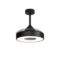 Coin Mini 45W LED Dimmable Ceiling Light With Built-In 25W DC Reversible Fan, Remote & APP Control, Black, 2500lm, 5yrs Warranty