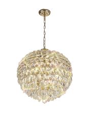 Coniston 54cm Pendant, 9 Light E14, French Gold/Crystal Item Weight: 20kg