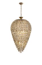 Coniston 60cm Acorn Pendant, 16 Light E14, French Gold/Crystal, Item Weight: 40.60kg
