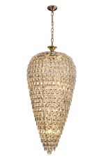 Coniston 60cm Tall Acorn Pendant, 20 Light E14, French Gold/Crystal, Item Weight: 48.30kg