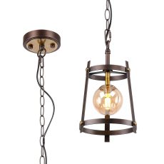 Dora 18.4cm Pendant, 1 Light G9, Brown Oxide/Bronze/Cognac Glass