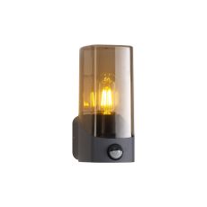 Ria Wall Lamp With PIR Sensor 1 x E27, IP44, Grey/Smoke, 2yrs Warranty