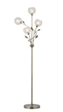 Elm Floor Lamp, 4 Light G9, Antique Brass/Clear Glass