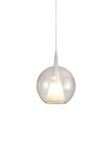 Elsa 25cm Assembly Pendant (WITHOUT PLATE) With Round Shade, 1 Light E27, Clear Glass With Frosted Inner Cone