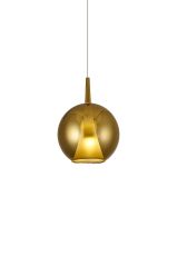 Elsa 25cm Assembly Pendant (WITHOUT PLATE) With Round Shade, 1 Light E27, Gold Glass With Frosted Inner Cone