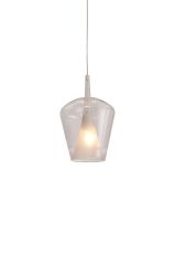 Elsa 22.5cm Assembly Pendant (WITHOUT PLATE) With Inverted Bell Shade, 1 Light E27, Clear Glass With Frosted Inner Cone