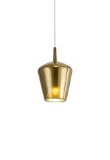 Elsa 22.5cm Assembly Pendant (WITHOUT PLATE) With Inverted Bell Shade, 1 Light E27, Gold Glass With Frosted Inner Cone