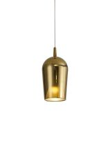 Elsa 17cm Assembly Pendant (WITHOUT PLATE) With Champagne Glass Shade, 1 Light E27, Gold Glass With Frosted Inner Cone