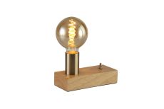 Fike Table Lamp, 1 Light E27, Antique Brass/Wood, (Lamps Not Included)