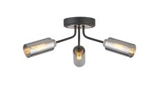 Vico 43.6cm Ceiling, 3 Light G9, Anthracite/Satin Nickel/Smoked Glass