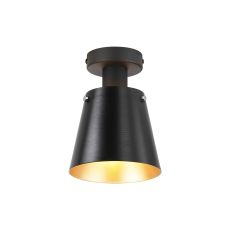 Tera Ceiling Light With 16cm x 14cm Shade, 1 Light E27, Sand Black/Black/Gold Metal Shade