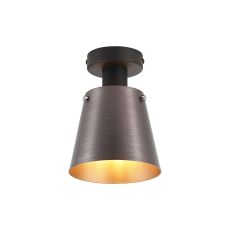 Tera Ceiling Light With 16cm x 14cm Shade, 1 Light E27, Sand Black/Brown/Copper Metal Shade