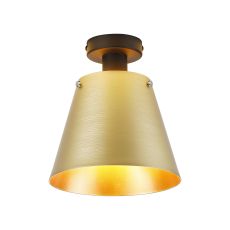 Tera Ceiling Light With 23cm x 18cm Shade, 1 Light E27, Sand Black/Brass/Gold Metal Shade