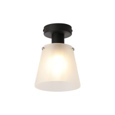 Tera Ceiling Light With 16cm x 14cm Shade, 1 Light E27, Sand Black/Frosted White Glass Shade