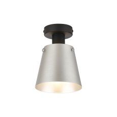 Tera Ceiling Light With 16cm x 14cm Shade, 1 Light E27, Sand Black/Light Grey/Silver Metal Shade