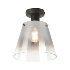 Tera Ceiling Light With 23cm x 18cm Shade, 1 Light E27, Sand Black/Smoke Faded Glass Shade