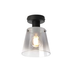 Tera Ceiling Light With 16cm x 14cm Shade, 1 Light E27, Sand Black/Smoke Faded Glass Shade