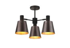 Tera Semi Ceiling Light Adjustable Arms With 16cm x 14cm Shade, 3 Light E27, Sand Black/Brown/Copper Metal Shade