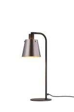 Tera Table Lamp With 16cm x 14cm Shade, 1 Light E27, Sand Black/Brown/Copper Metal Shade