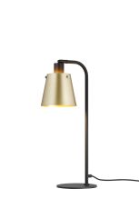 Tera Table Lamp With 16cm x 14cm Shade, 1 Light E27, Sand Black/Brass/Gold Metal Shade