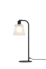 Tera Table Lamp With 16cm x 14cm Shade, 1 Light E27, Sand Black/Frosted White Glass Shade