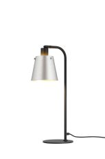 Tera Table Lamp With 16cm x 14cm Shade, 1 Light E27, Sand Black/Light Grey/Silver Metal Shade