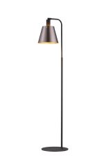 Tera Floor Lamp With 23cm x 18cm Shade, 1 Light E27, Sand Black/Brown/Copper Metal Shade