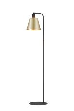 Tera Floor Lamp With 23cm x 18cm Shade, 1 Light E27, Sand Black/Brass/Gold Metal Shade