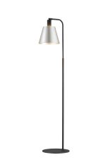 Tera Floor Lamp With 23cm x 18cm Shade, 1 Light E27, Sand Black/Light Grey/Silver Metal Shade