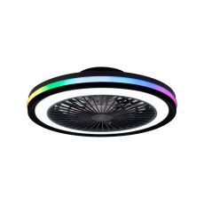 Gamer 47cm 40W LED Dimmable White/RGB Ceiling Light With Built-In 20W DC Reversible Fan, c/w Remote Control, 4200lm, Black