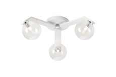 Bagno 51cm Flush Ceiling, 3 Light G9, IP44, White/Polished Chrome/Clear Smooth Round Glass