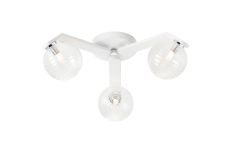 Bagno 51cm Flush Ceiling, 3 Light G9, IP44, White/Polished Chrome/Clear Ribbed Round Glass
